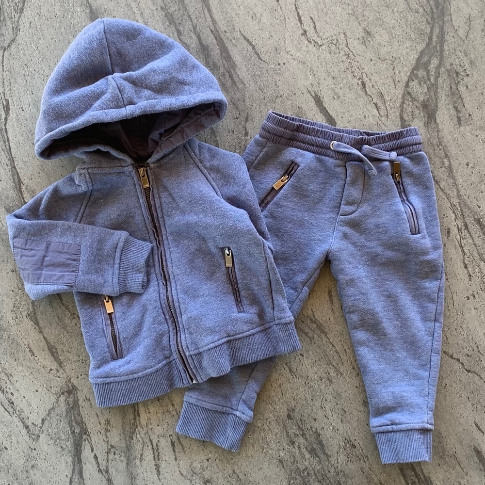 Baby Distressed Blue Slim Fit Hoodie & Joggers Set